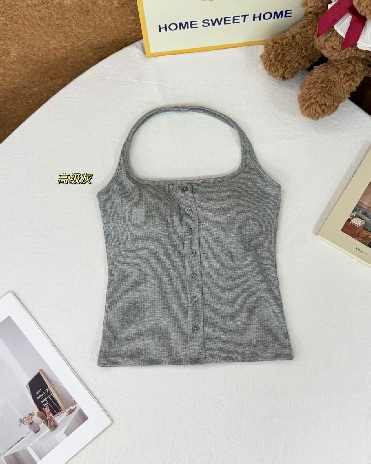 아메리칸 행침 목 핫걸 바람 단추 조끼 고정 원피스 가슴 패드 섹시한 아름다움 뒤로 슬립 상세 이미지 22
