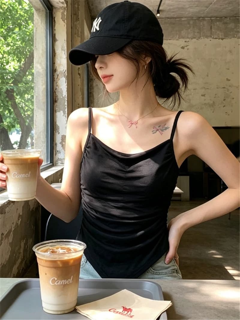 달콤한 차가운 핫걸 바람 흔들다 칼라 슬립 여성 2026 여름 섹션 아름다움 뒤로 브래지어 하나 코르셋 외출용 민소매 작은 맨위 상세 이미지 6