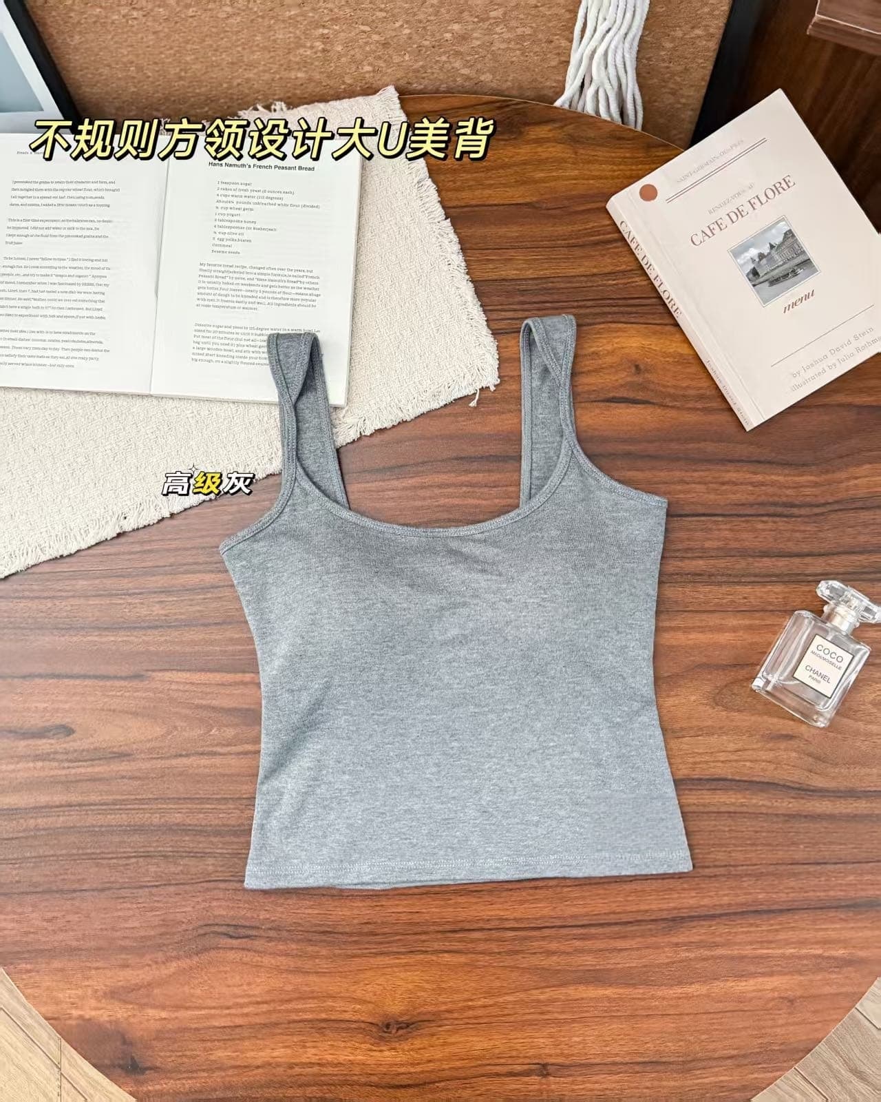 이른 가을 신제품 높음 폭탄 면 슬립 불규칙 광장 칼라 디자인 대 u 아름다움 뒤로 원피스 가슴 패드 고정 컵 상세 이미지 14