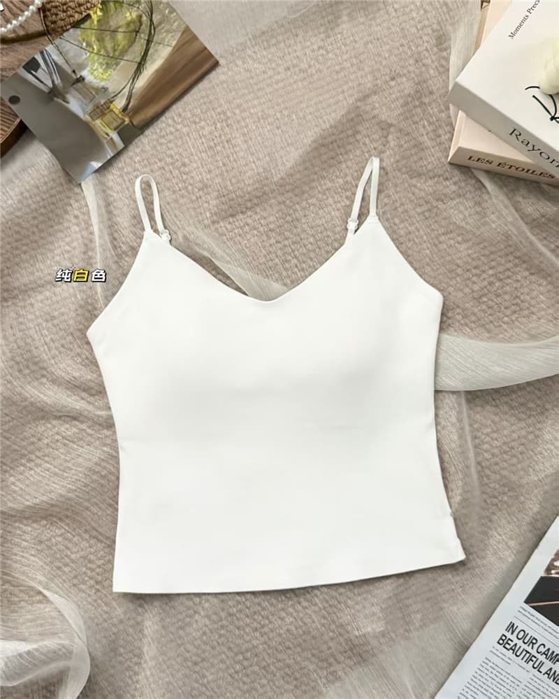 이른 가을 없음 흔적 프로 피부 면 다용도 슬립 V넥 편안함 삼각형 컵 패드 대 가슴 디스플레이 작은 어깨끈 수 있습니다. 조정 아름다움 뒤로 상세 이미지 21
