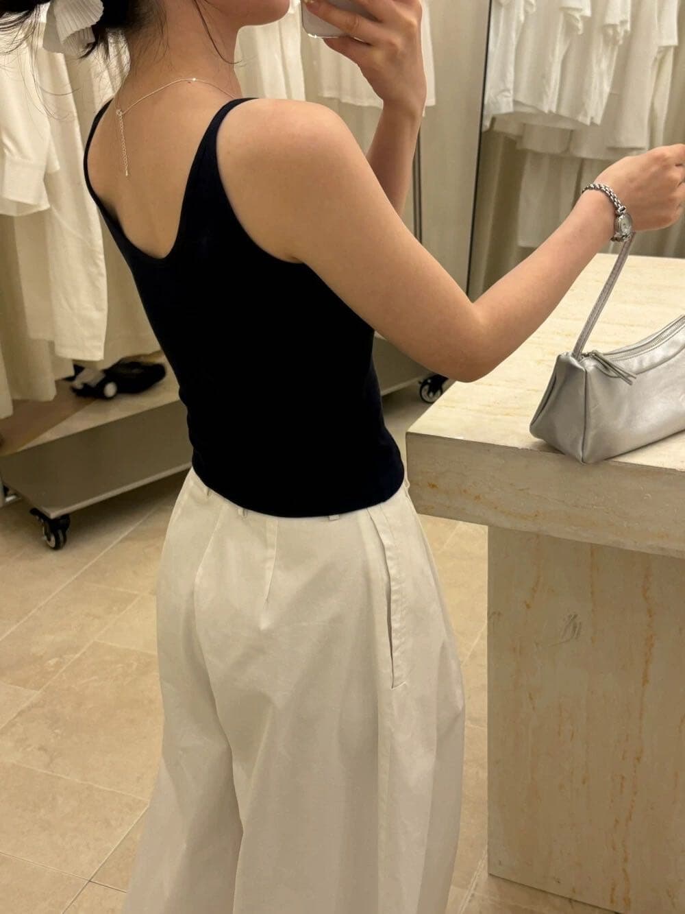 이른 가을 패션 단색 섹시함 대 u 칼라 조끼 레오파드 무늬 슬립 착용 가져 가라. 만금유 원피스 고정 컵 패드 상세 이미지 26
