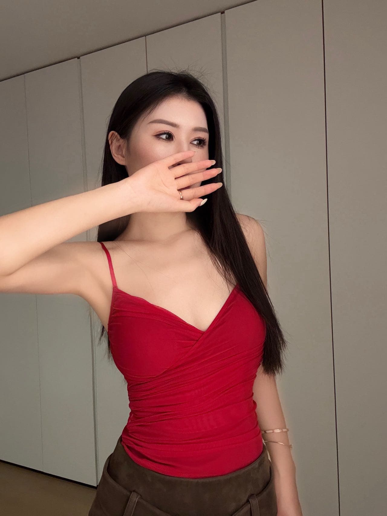 품격 십자가 망사 슬립 허리 망사 주름 수정 커브 뒤로 망사 밴딩 명중 가져 가라. 선택하지 마라. 사람들 상세 이미지 15