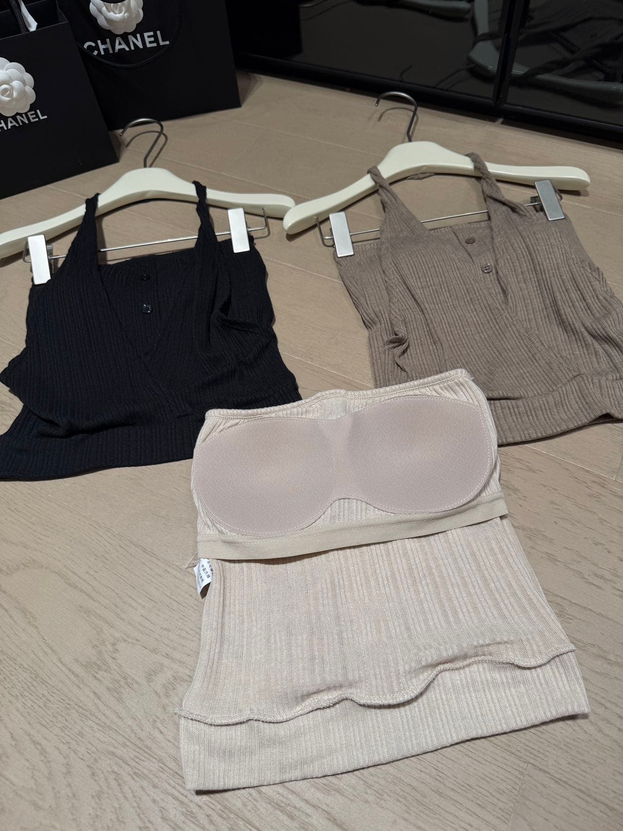 모직물 느긋한 바람 페이크 레이어드 행침 목 튜브탑 고정 원피스 우유 센스 ~을 통해 气胸 패드 아름다움 뒤로 조끼 상세 이미지 21