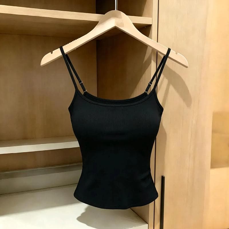 이른 가을 새로운 핫걸 바람 광장 칼라 캐미솔 봄 가을 벨트 가슴 패드 몸매 가꾸기 슬림해 보이는 외출용 연삭 털 맨위 이미지 6