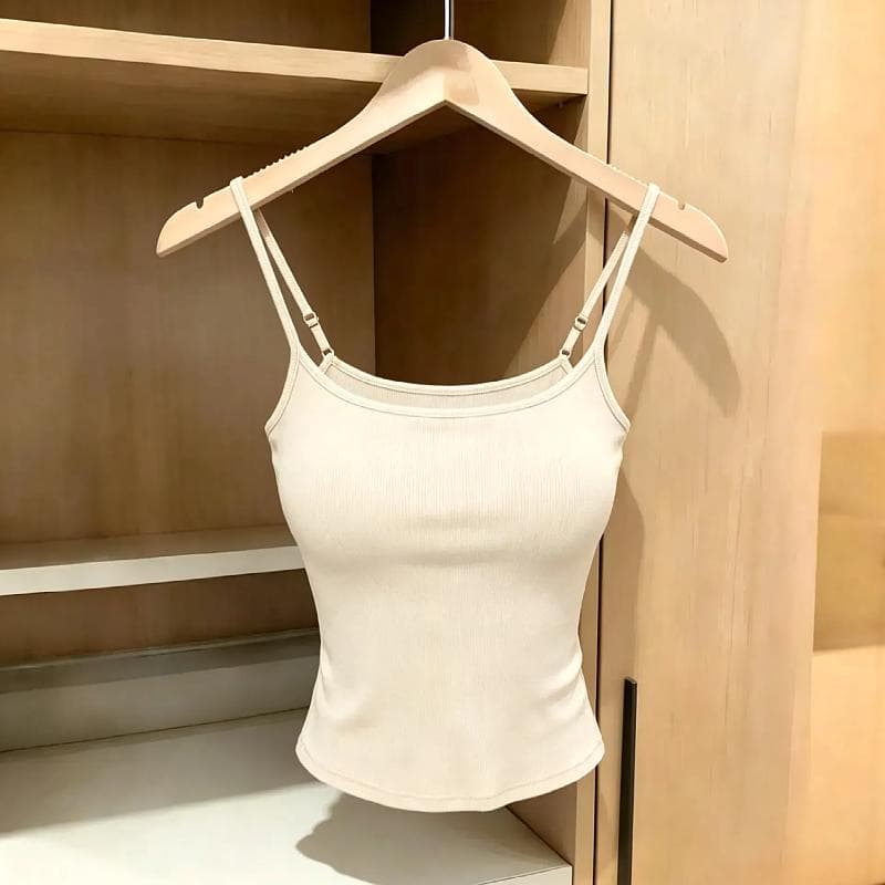 이른 가을 새로운 핫걸 바람 광장 칼라 캐미솔 봄 가을 벨트 가슴 패드 몸매 가꾸기 슬림해 보이는 외출용 연삭 털 맨위 이미지 5