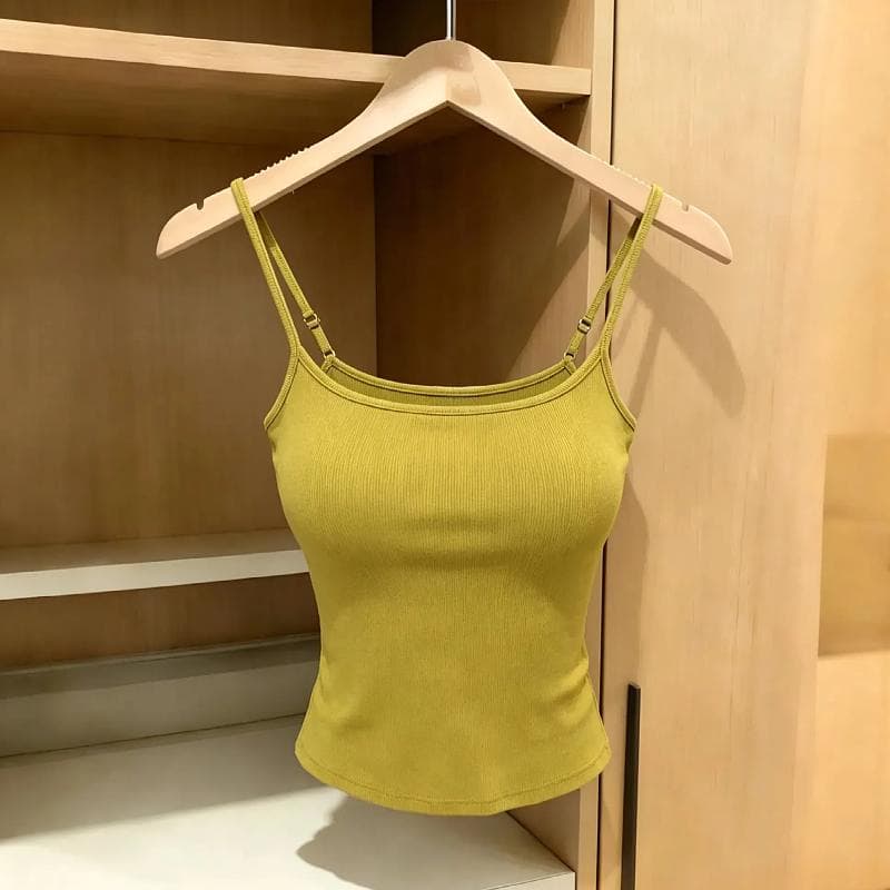 이른 가을 새로운 핫걸 바람 광장 칼라 캐미솔 봄 가을 벨트 가슴 패드 몸매 가꾸기 슬림해 보이는 외출용 연삭 털 맨위 상세 이미지 3