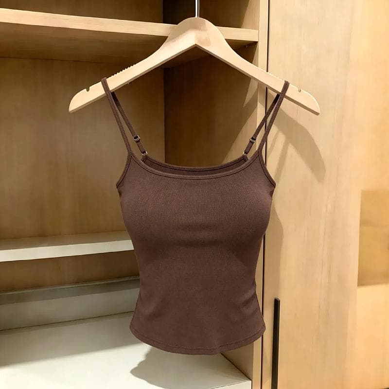 이른 가을 새로운 핫걸 바람 광장 칼라 캐미솔 봄 가을 벨트 가슴 패드 몸매 가꾸기 슬림해 보이는 외출용 연삭 털 맨위 상세 이미지 4