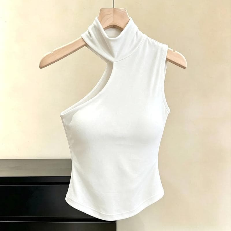 가을 겨울 새로운 섹시함 발굴하다 어깨 행침 목 터틀넥 민소매 조끼 여성 가을 벨트 가슴 패드 몸매 가꾸기 허리 수축 쇼트 스타일 맨위 상세 이미지 7
