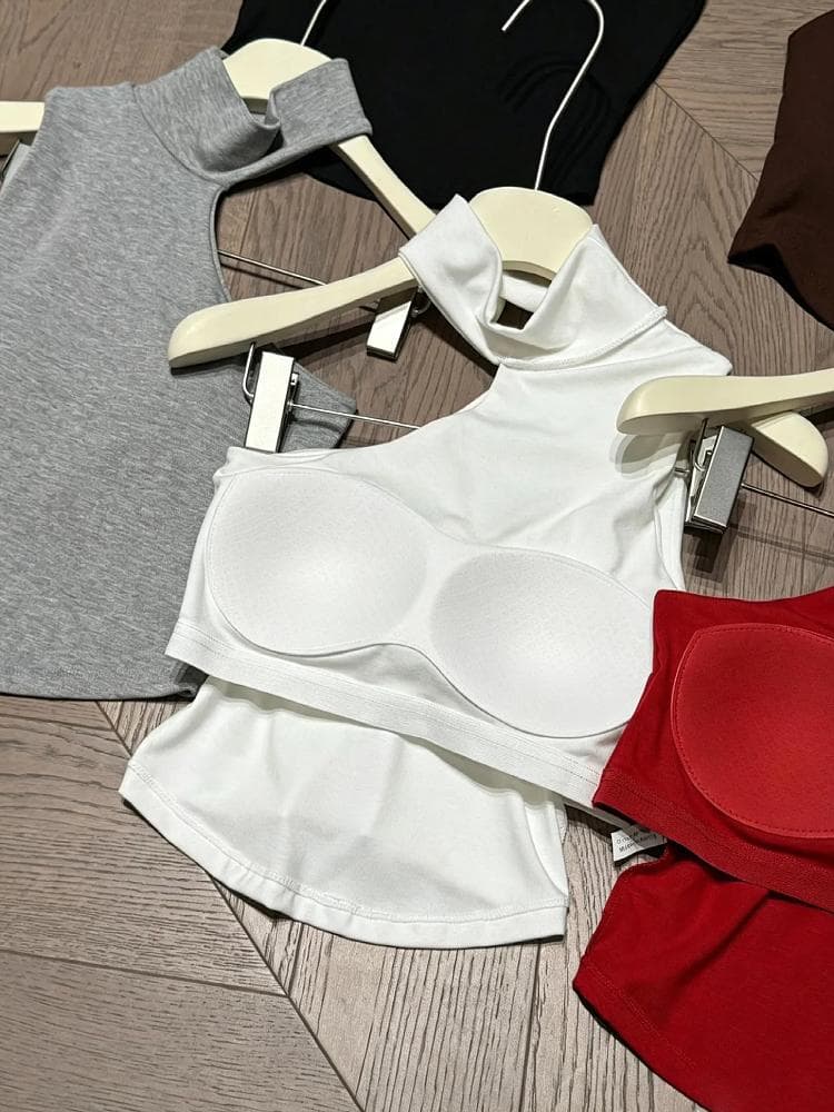 가을 겨울 새로운 섹시함 발굴하다 어깨 행침 목 터틀넥 민소매 조끼 여성 가을 벨트 가슴 패드 몸매 가꾸기 허리 수축 쇼트 스타일 맨위 상세 이미지 9