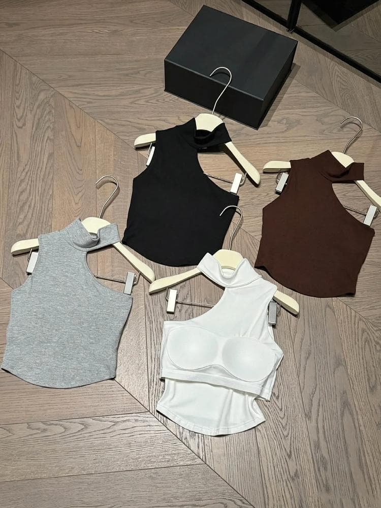 가을 겨울 새로운 섹시함 발굴하다 어깨 행침 목 터틀넥 민소매 조끼 여성 가을 벨트 가슴 패드 몸매 가꾸기 허리 수축 쇼트 스타일 맨위 상세 이미지 10
