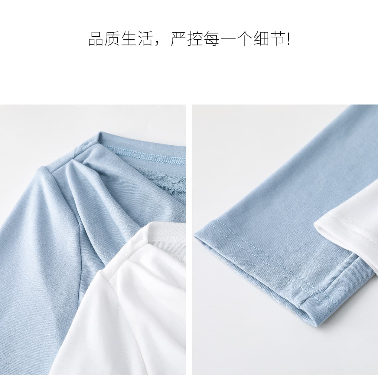 파란색 레이스 조각 오프숄더 흔들다 칼라 티셔츠 여성 이른 봄 디자인 센스 몸매 가꾸기 슬림해 보이는 긴팔 맨위 상세 이미지 25