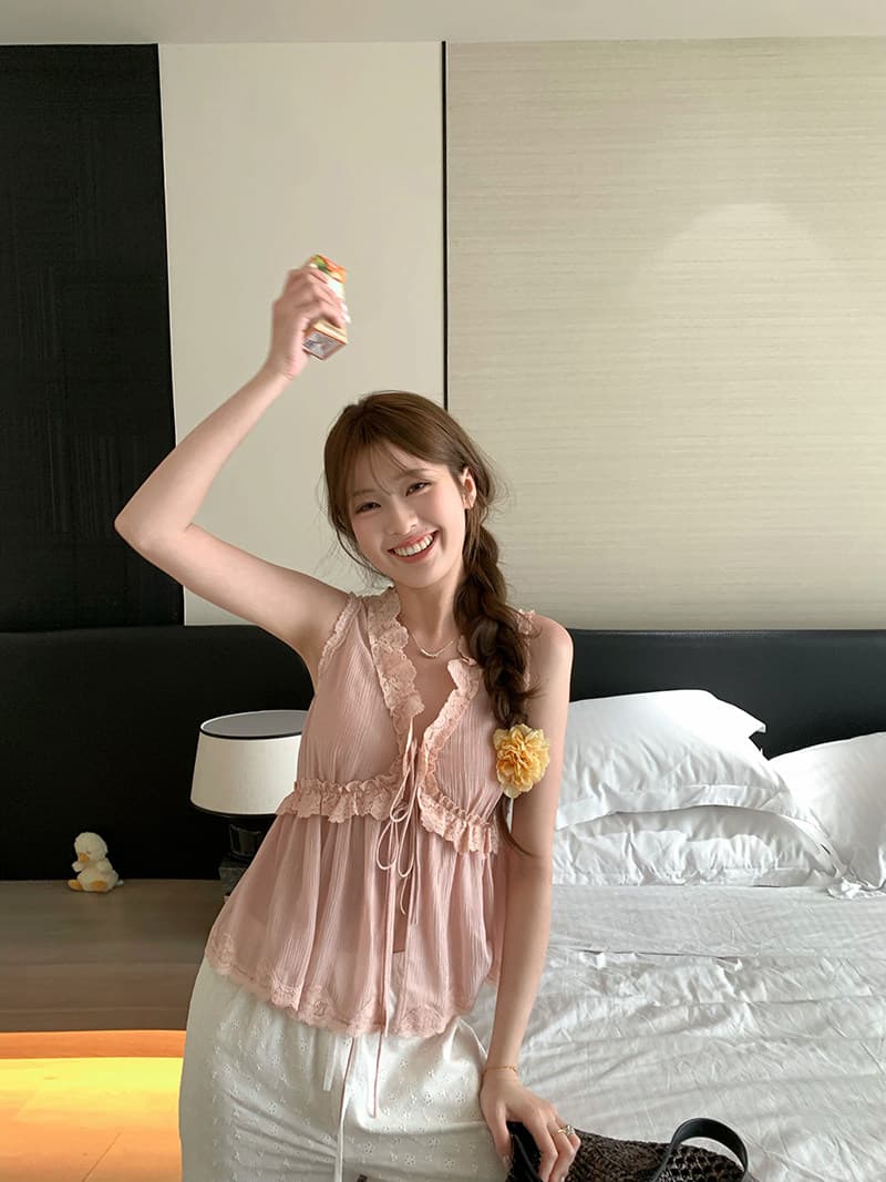 라이 경기 서울 혼방 질감 센스 벌룬 소매 맨위 여성 얇고 가벼운 통기성 레이스 작은 셔츠 상세 이미지 19