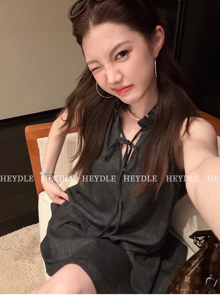 캐러멜 애프터눈 티 아마 레이스업 민소매 드레스 상세 이미지 14