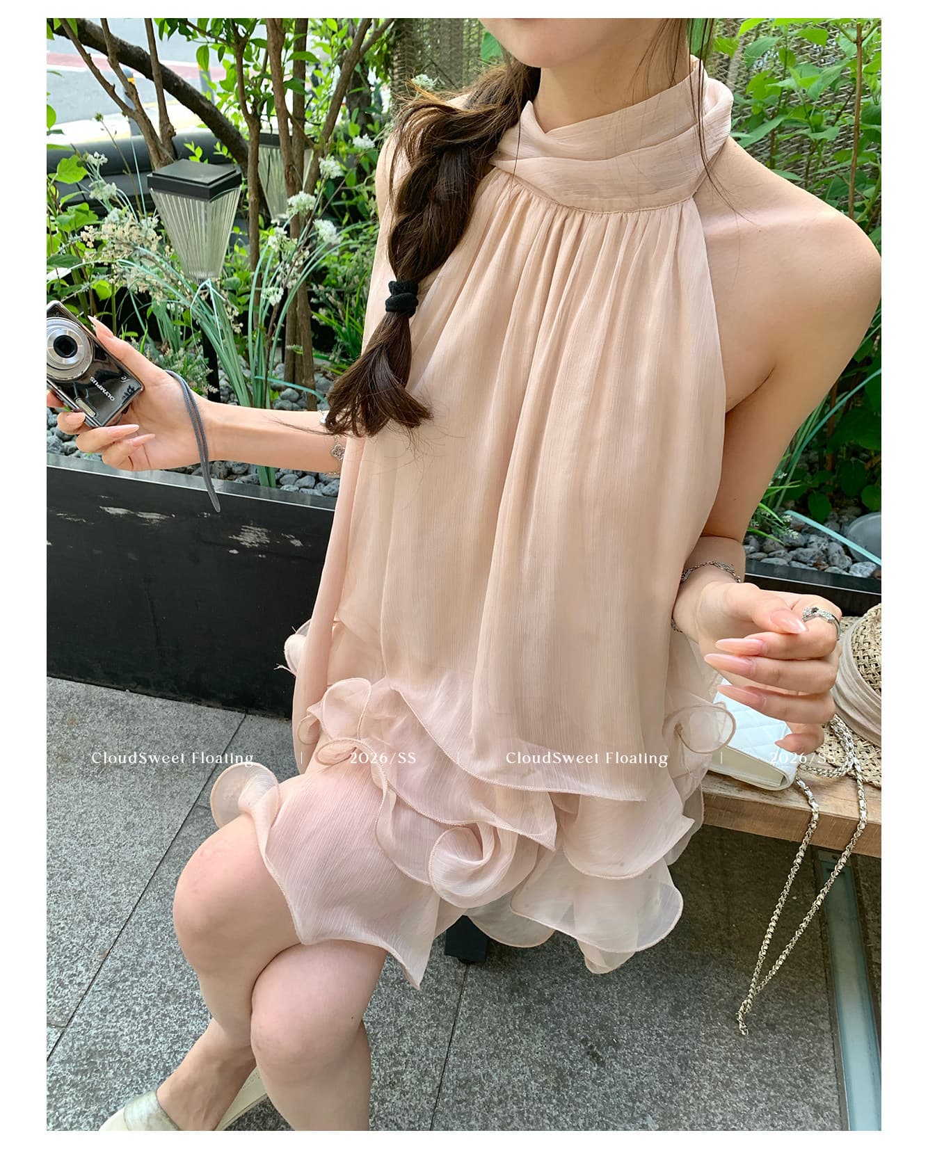릴리 오브 더 밸리 여름 머리말 분위기 센스 핑크색 행침 목 드레스 민소매 쇼트 스타일 케이크 드레스 상세 이미지 28