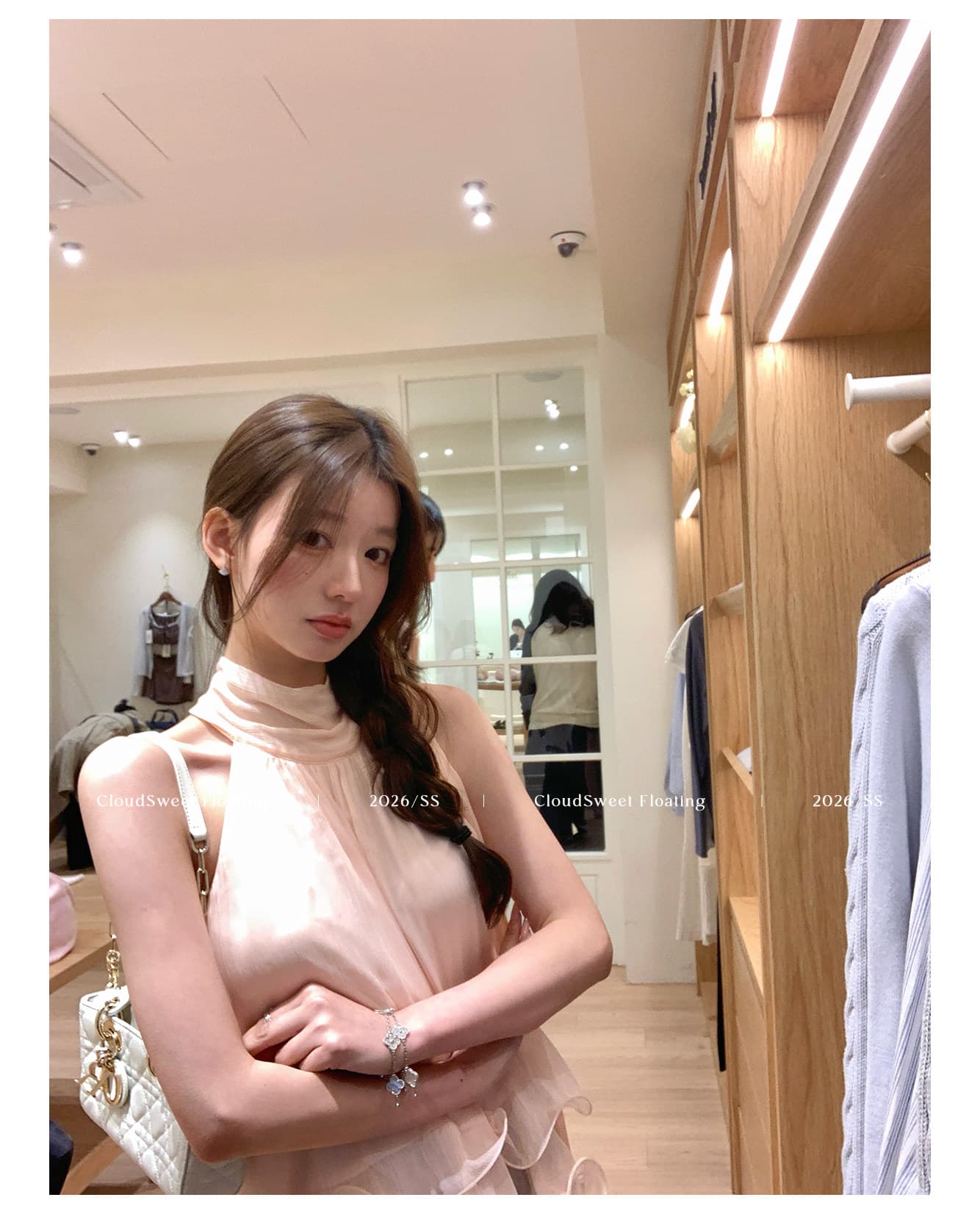 릴리 오브 더 밸리 여름 머리말 분위기 센스 핑크색 행침 목 드레스 민소매 쇼트 스타일 케이크 드레스 상세 이미지 45