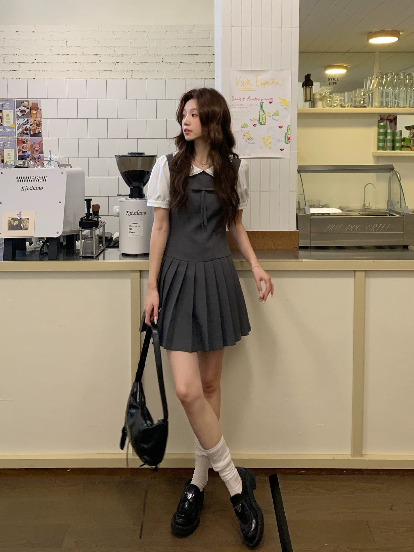 even 하나 원자바오 m1u 부서 작은 乖離 한 부서 높음 지혜 센스 페이크 레이어드 드레스 플리츠 허리 수축 연령 감소 미니 스커트 상세 이미지 10