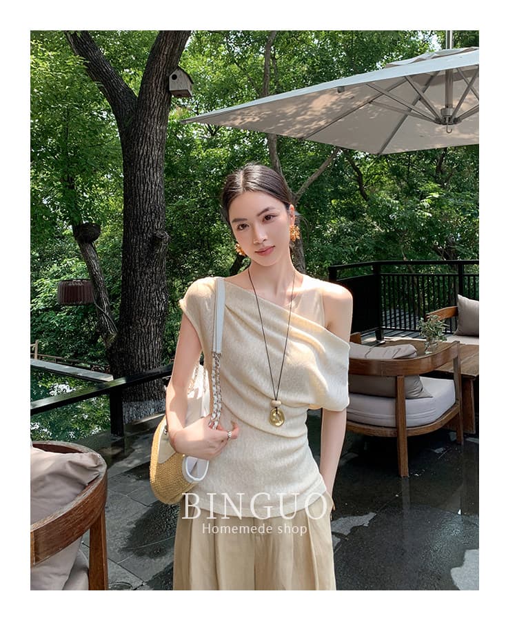 재미있는 과일 binguo 페이크 레이어드 디자인 센스 오프숄더 티셔츠 여성 2026 여름 새로운 몸매 가꾸기 다용도 품격 맨위 상세 이미지 16