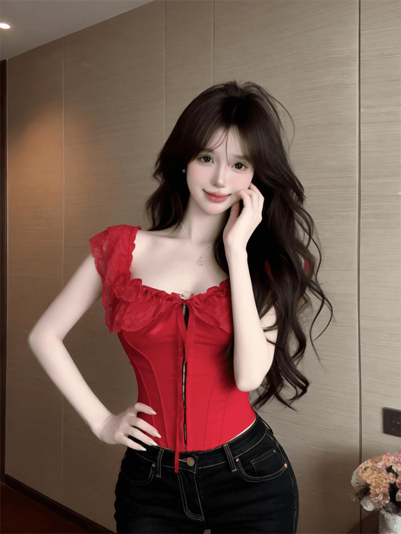 정가 실사 프랑스식 섹시함 레이스 레이스 오프숄더 튜브탑 캐미솔 허리 수축 생선뼈 플라스틱 몸 코르셋 상세 이미지 18