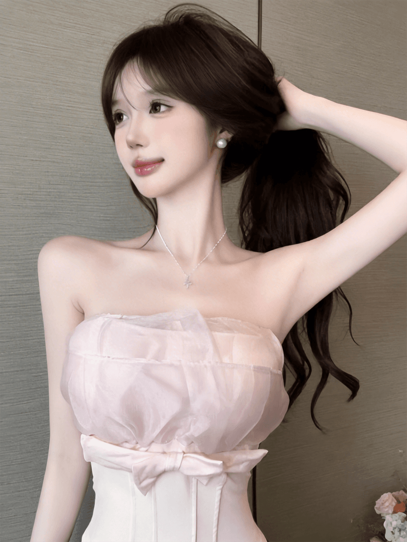 정가 실사 달콤한 매운맛 순수한 욕망 핑크색 나비 매듭 튜브탑 조끼 여성 봄 여름 인사이드 가져 가라. 외출용 몸매 가꾸기 쇼트 스타일 맨위 상세 이미지 15