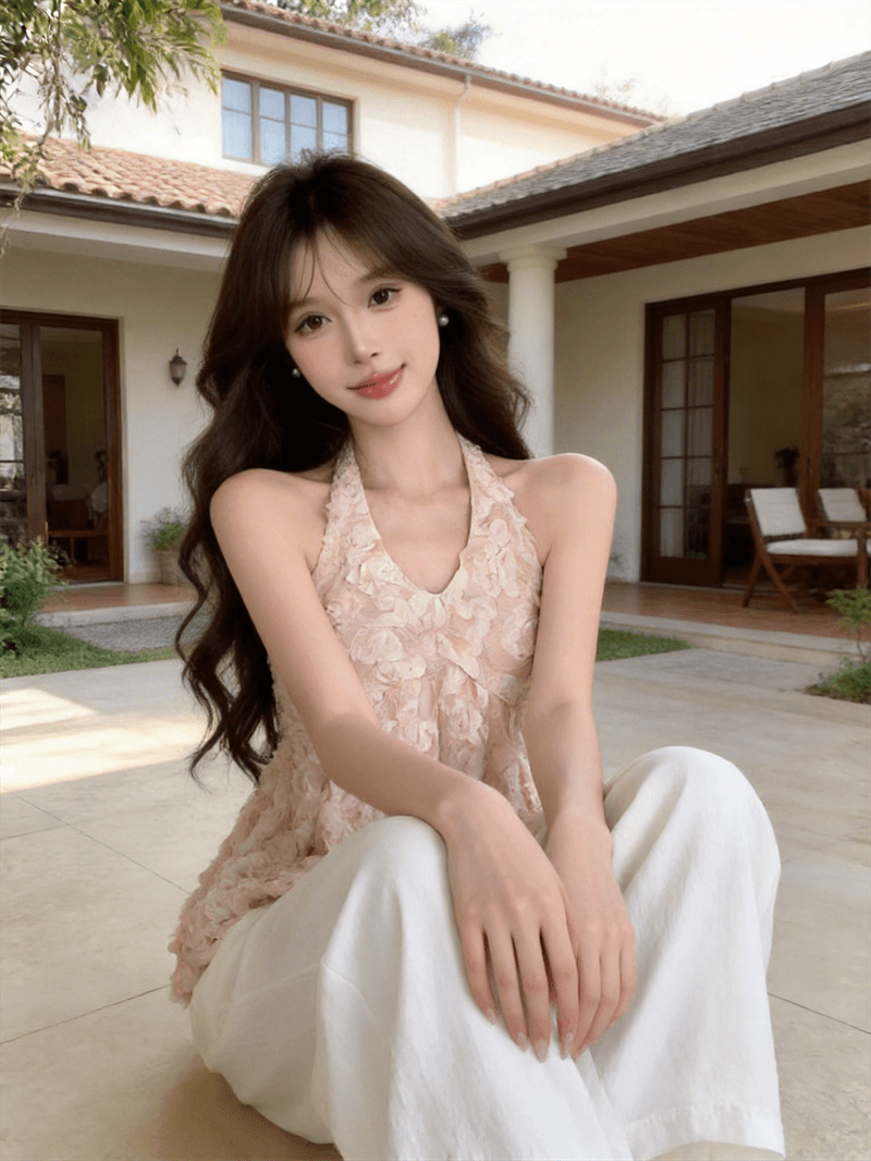 정가 실사 부드러운 달콤한 차 순수한 욕망 낭만주의 레이스 행침 목 작은 셔츠 분위기 센스 민소매 백리스 조끼 맨위 상세 이미지 3