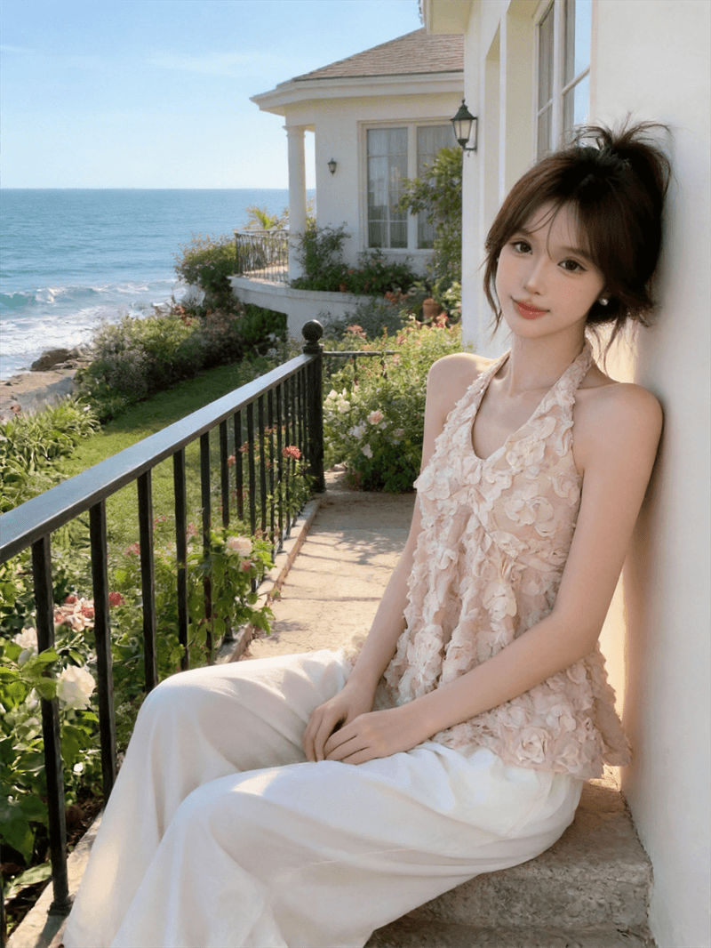 정가 실사 부드러운 달콤한 차 순수한 욕망 낭만주의 레이스 행침 목 작은 셔츠 분위기 센스 민소매 백리스 조끼 맨위 상세 이미지 10