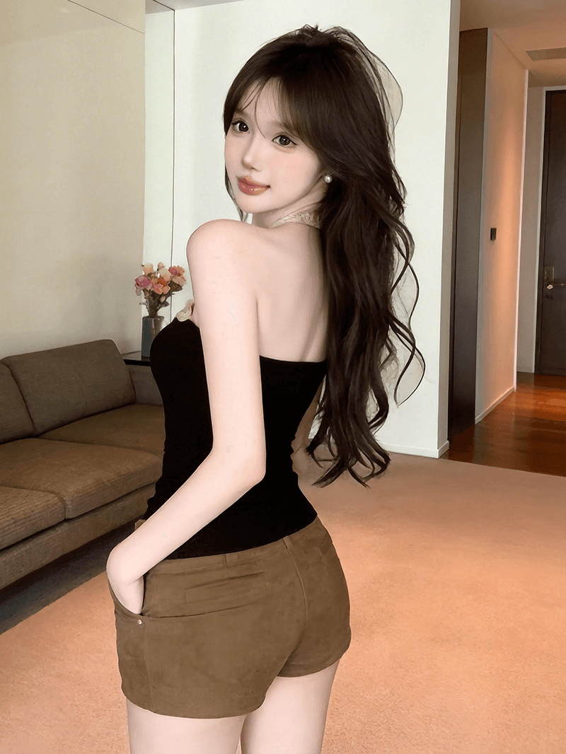 정가 실사 순수한 욕망 바람 섹시함 핫걸 행침 목 캐미솔 레이스 조각 만나는 맨위 이미지 4