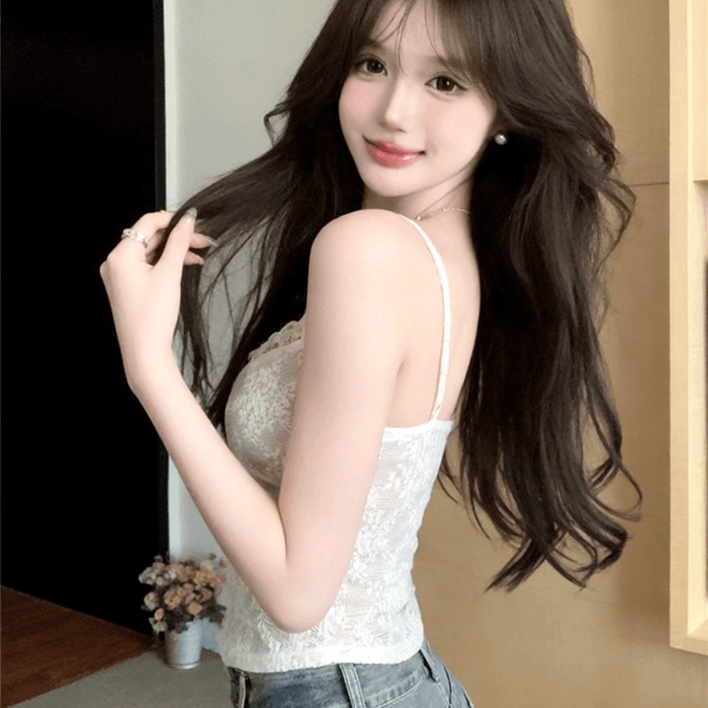 정가 실사 순수한 욕망 절묘한 레이스 디자인 센스 캐미솔 봄 가을 인사이드 가져 가라. 외출용 만나는 벨트 가슴 패드 의류 이미지 5