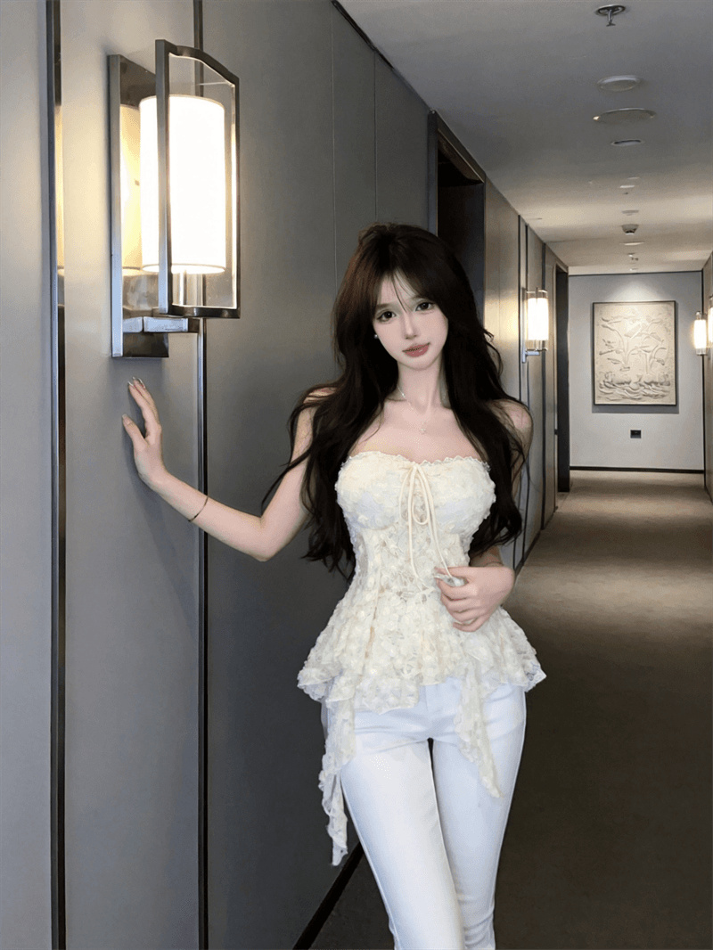 정가 실사 순수한 욕망 달콤한 매운맛 3 차원 꽃 튜브탑 행침 목 리본 요정 가스 몸매 가꾸기 인사이드 가져 가라. 외출용 맨위 여성 상세 이미지 13