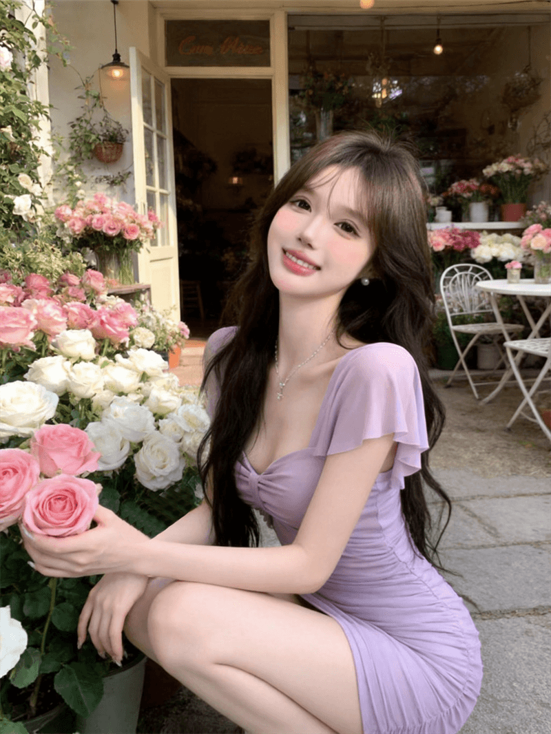 정가 실사 핫걸 부드러운 섹시함 망사 Feifei 소매 낮은 네크라인 몸매 가꾸기 드레스 순수한 욕망 타이트 스커트 미니 스커트 상세 이미지 2