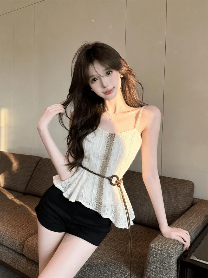 정가 실사 휴가 바람 디자인 센스 불규칙 외국인 경주 스타일 캐미솔 연령 감소 레이스업 슬림해 보이는 맨위 상세 이미지 9