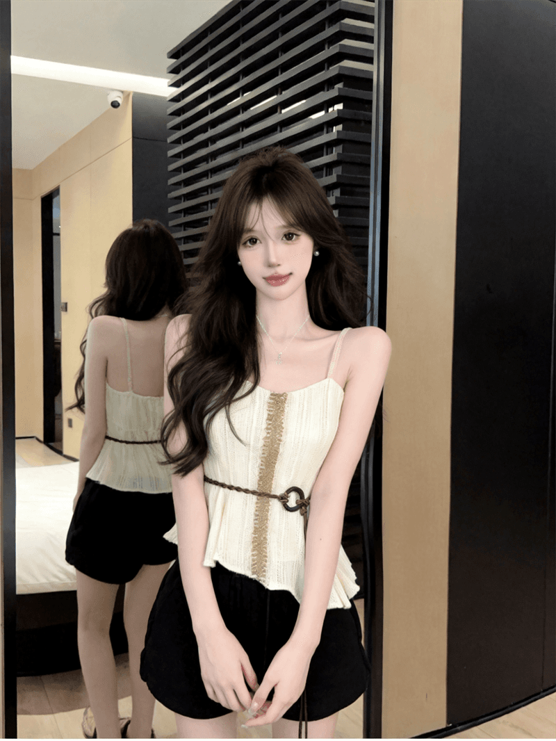 정가 실사 휴가 바람 디자인 센스 불규칙 외국인 경주 스타일 캐미솔 연령 감소 레이스업 슬림해 보이는 맨위 상세 이미지 10