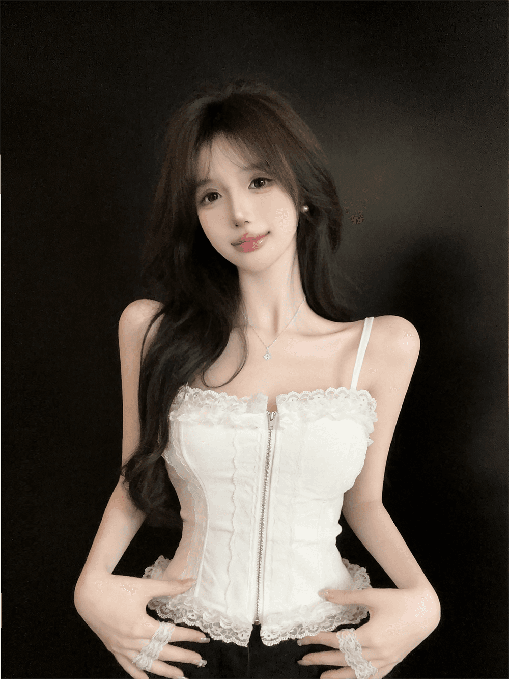 정가 실사 프랑스식 순수한 욕망 섹시함 작은 슬링 레이스 측면 몸매 가꾸기 지퍼 달콤한 매운맛 쇼트 스타일 튜브탑 외출용 조끼 상세 이미지 17