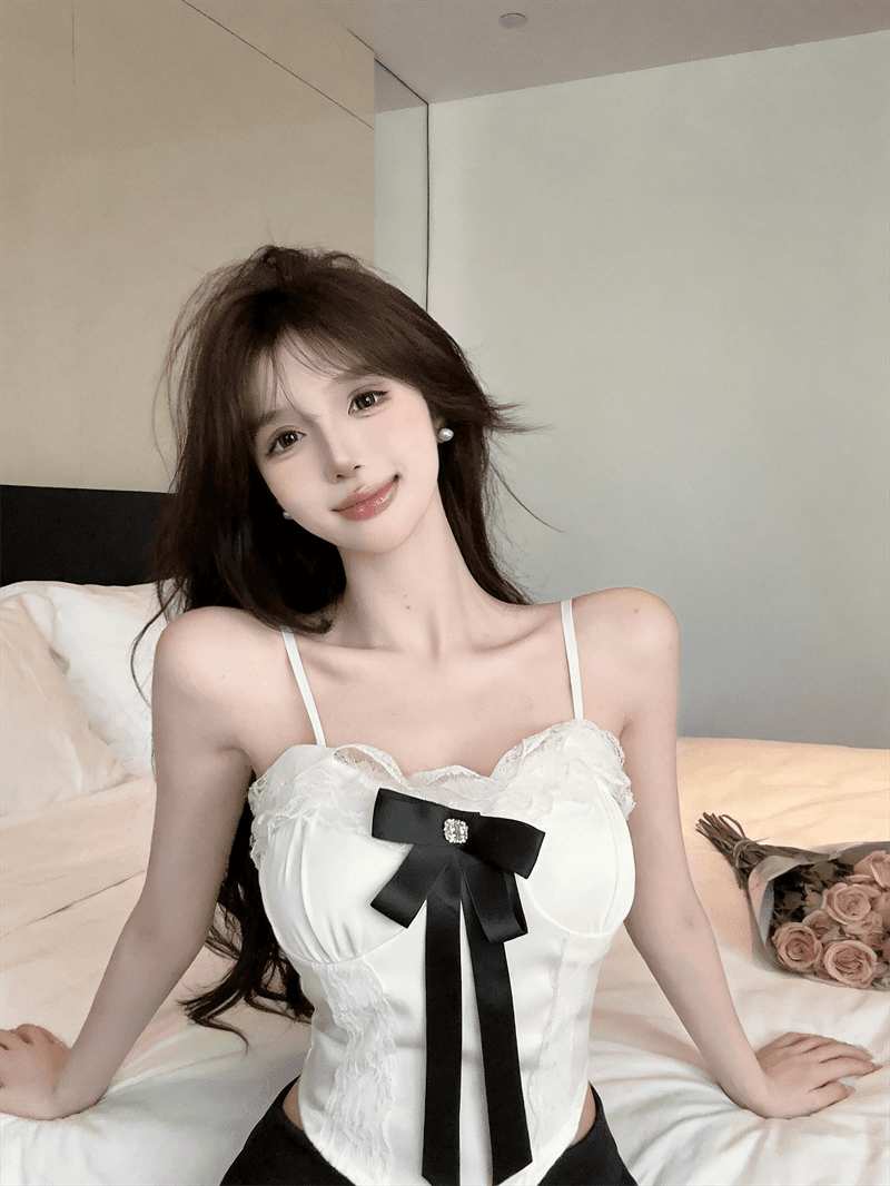 정가 실사 달콤한 매운맛 레이스 나비 매듭 캐미솔 순수한 욕망 섹시함 몸매 가꾸기 쇼트 스타일 인사이드 가져 가라. 외출용 맨위 여성 상세 이미지 6