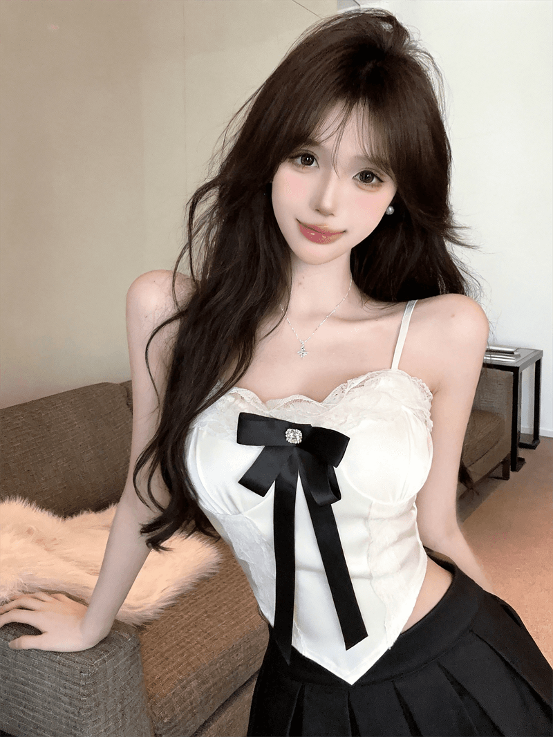 정가 실사 달콤한 매운맛 레이스 나비 매듭 캐미솔 순수한 욕망 섹시함 몸매 가꾸기 쇼트 스타일 인사이드 가져 가라. 외출용 맨위 여성 상세 이미지 12