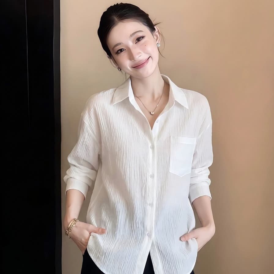 빅 사이즈 실사 긴팔 자외선 차단 루즈핏 슬림해 보이는 다용도 셔츠 맨위 이미지 5