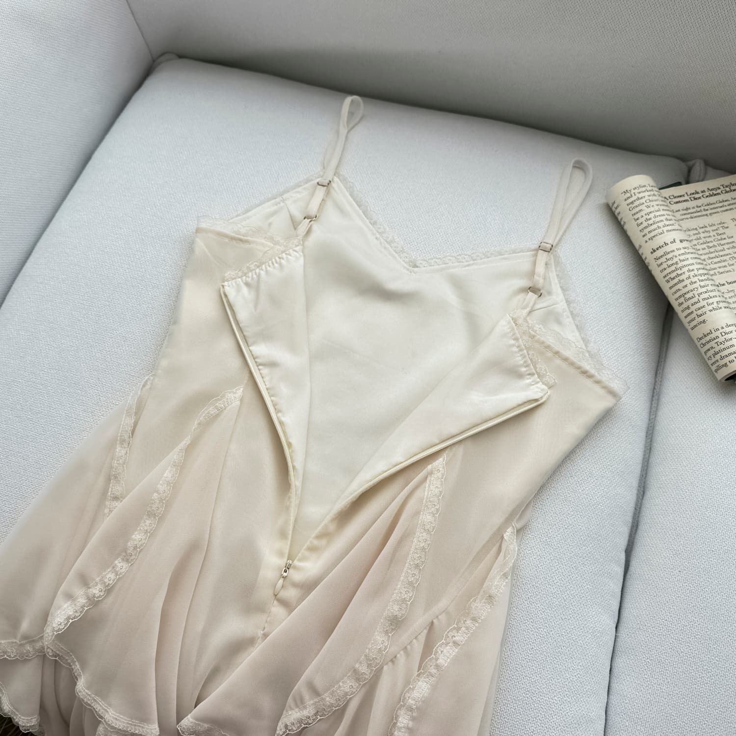 sunoneone 레이스 패치워크 디자인 센스 Tulle 레이스 슬립 여성 드레스 봄 몸매 가꾸기 민소매 치마 이미지 6