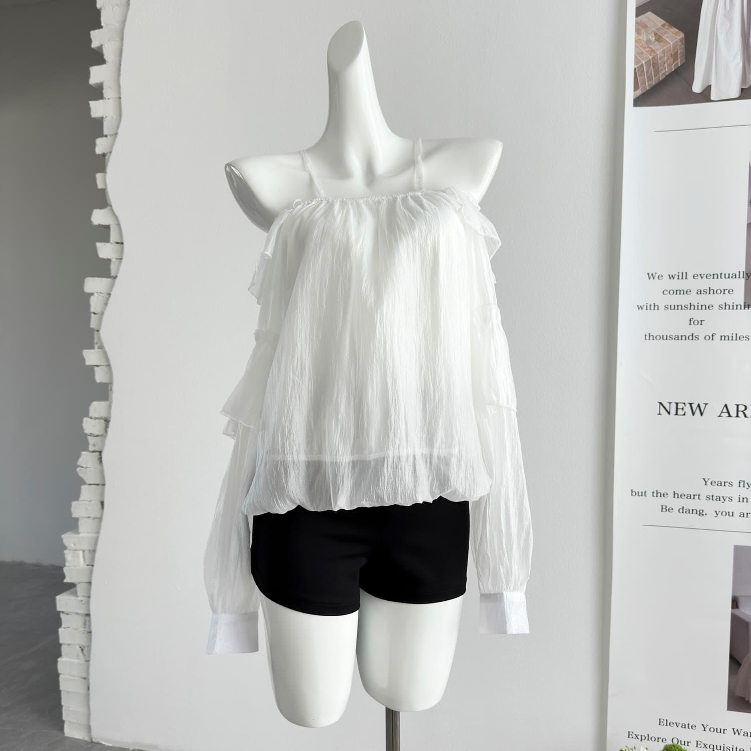 skk store 꿈 와일드 갤러리 감기 센스 프릴 꽃밭 슬립 쉬폰 긴팔 맨위 여름 얇은 스타일 상세 이미지 11