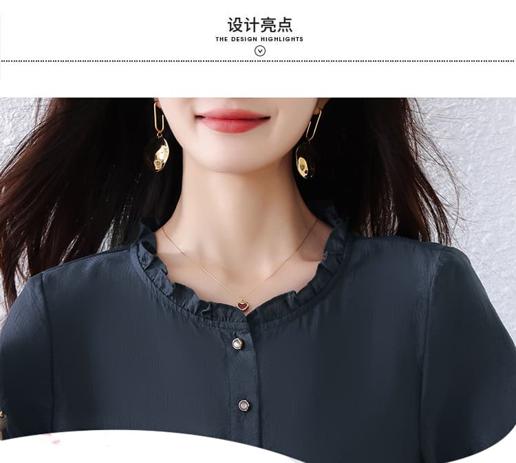 실사 반팔 셔츠 2026 여름 새로운 여성 의류 지방 mm 레트로 품격 목이버섯 레이스 칼라 절묘한 맨위 여성 상세 이미지 6