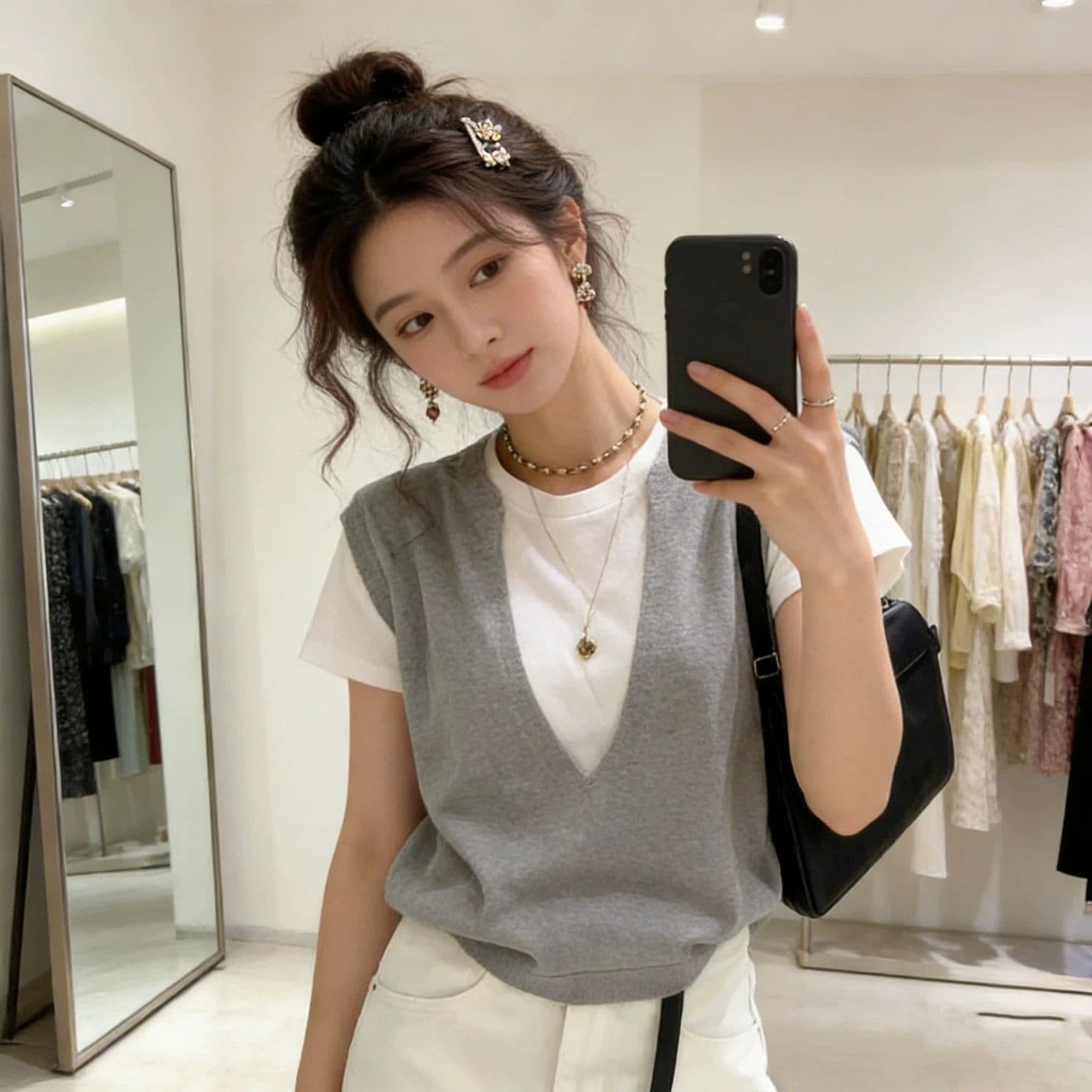 빅 사이즈 학원 스타일 패치워크 색상 페이크 레이어드 V넥 긍정적 인 어깨 반팔 티셔츠 여자 여름 디자인 센스 Chic 작은 대중 맨위 이미지 3