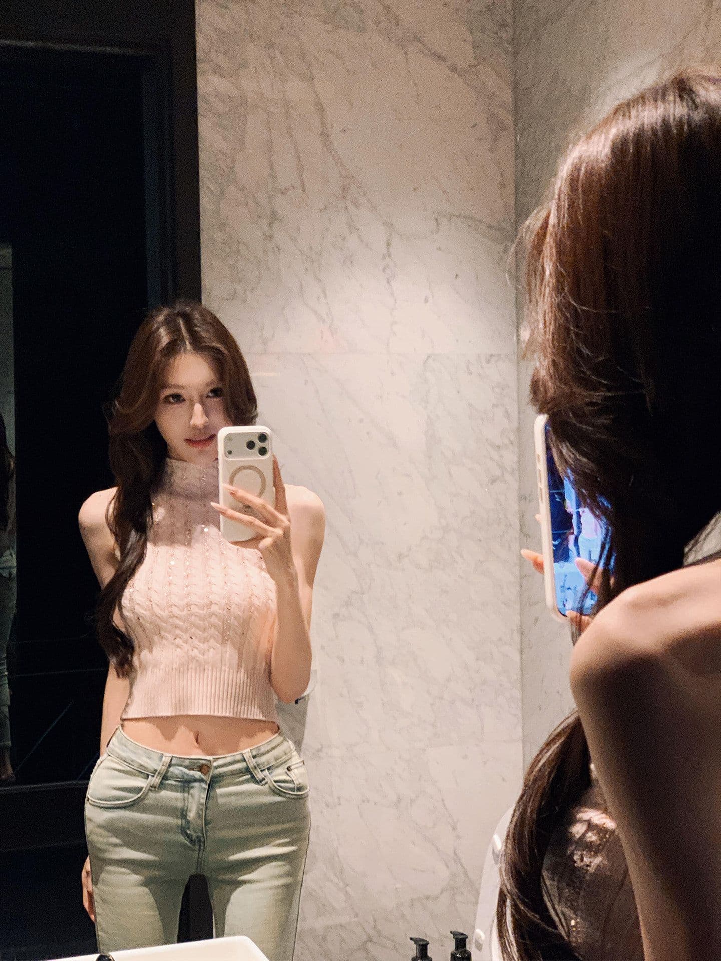 패키지 코어 실 패션 캐주얼 핑크색 꽈배기 아름다움 뒤로 터틀넥 니트 조끼 여성 몸매 가꾸기 섹시함 쇼트 스타일 맨위 상세 이미지 2