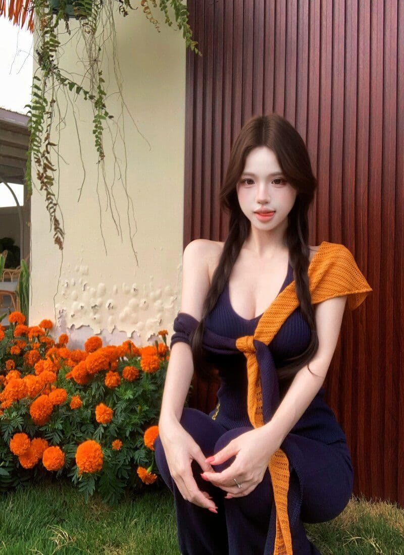 품격 핫걸 민소매 행침 목 슬립 여성 여름 스택 착용 배색 니트 숄 투피스 세트 상세 이미지 23