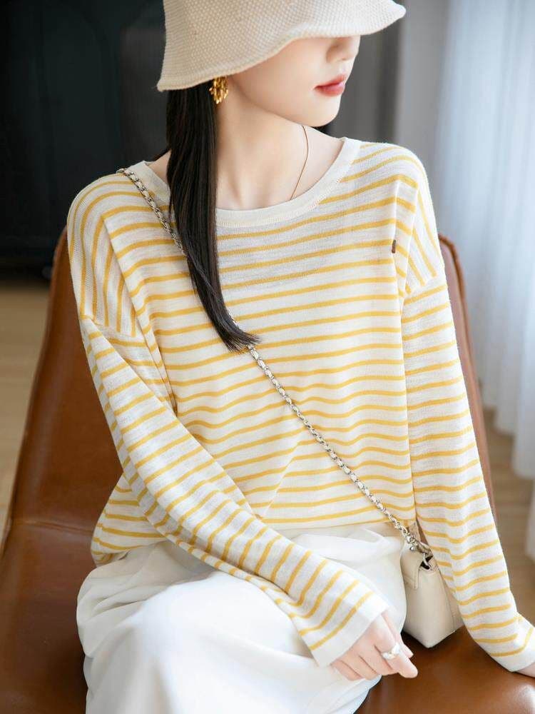 클래식 스트라이프 긴팔 자외선 차단 의류 통기성 블라우스 여성 여름 얇은 새로운 슬림해 보이는 루즈핏 맨위