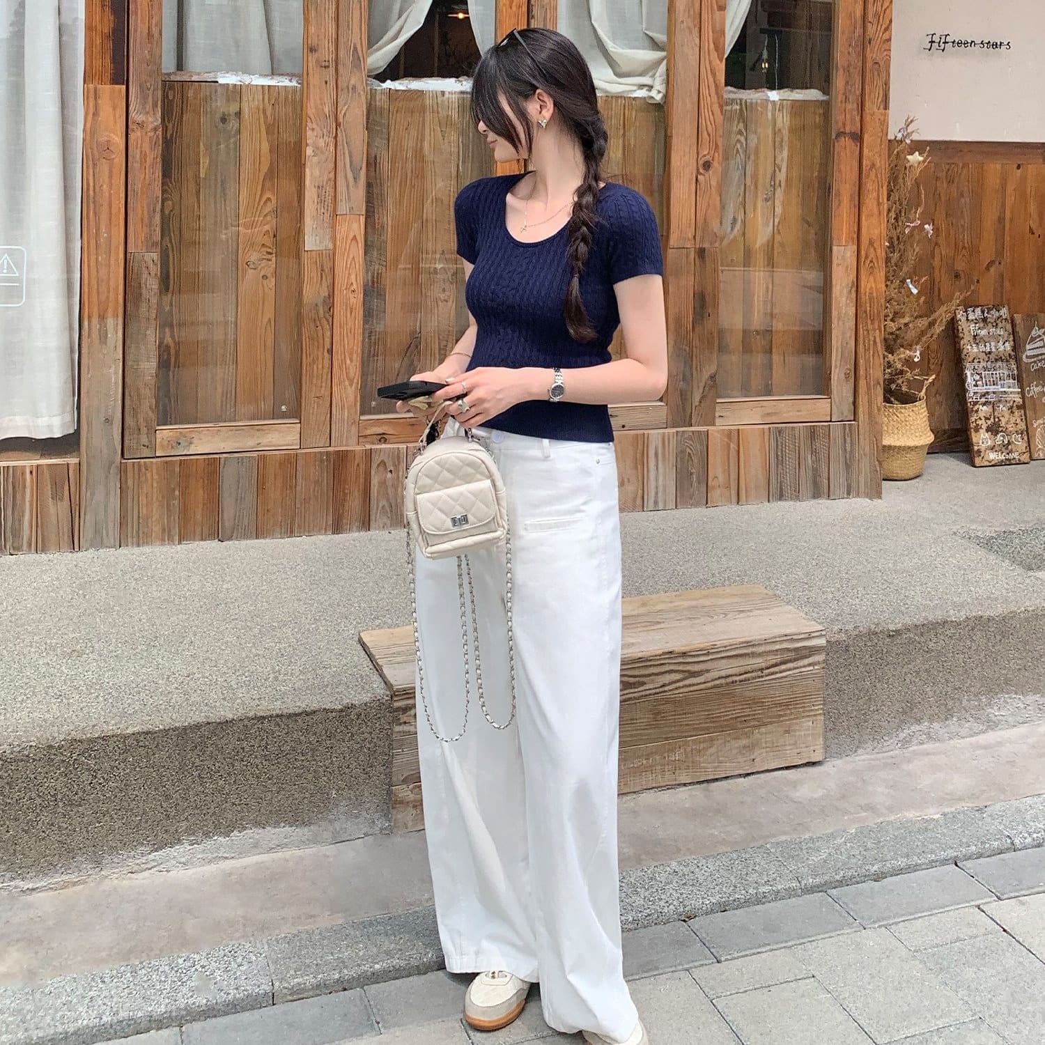 기초 다용도 단색 마 무늬 반팔 니트 스웨터 여성 봄 여름 몸매 가꾸기 쇼트 스타일 맨위 이미지 5
