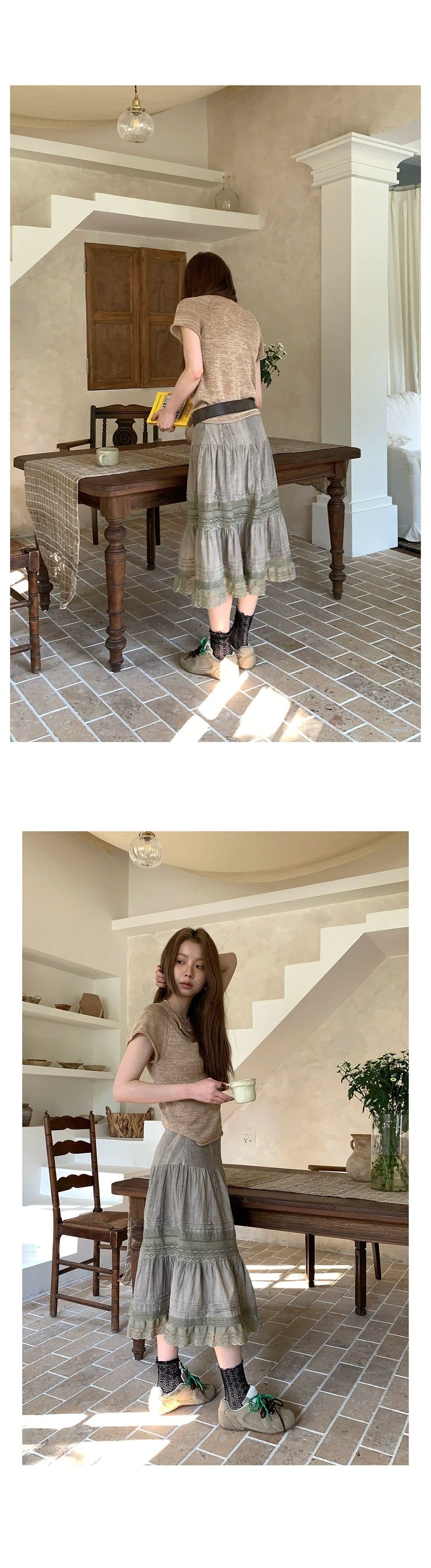 출퇴근 다용도 주간 실크 아마 반팔 기타 실 여름 슬림해 보이는 V넥 니트 티셔츠 맨위 여성 상세 이미지 17
