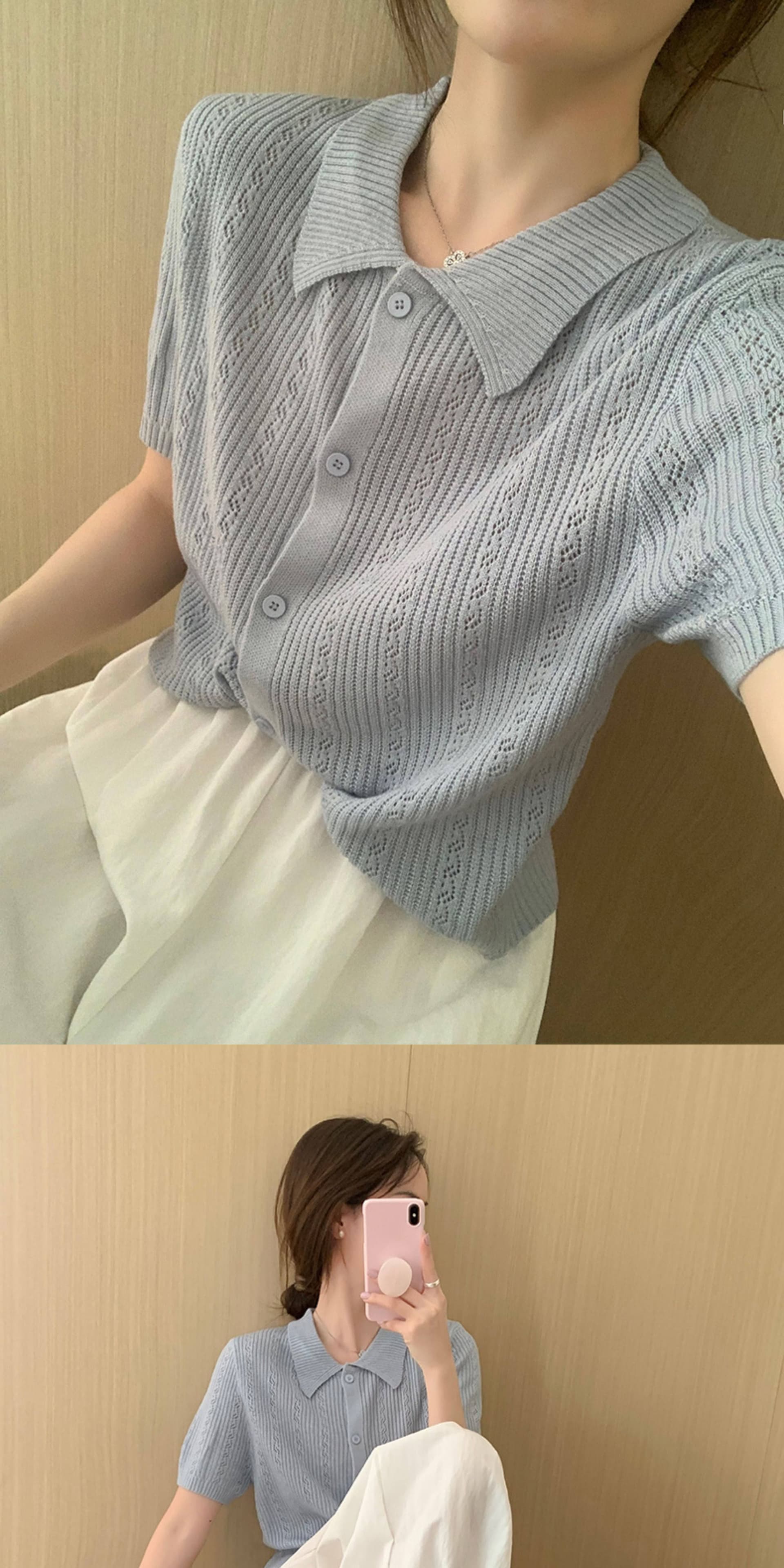 단색 POLO 칼라 마 재료 작은 셔츠 2026 여름 새로운 한국 스타일 다용도 슬림해 보이는 맨위 여성 상세 이미지 29