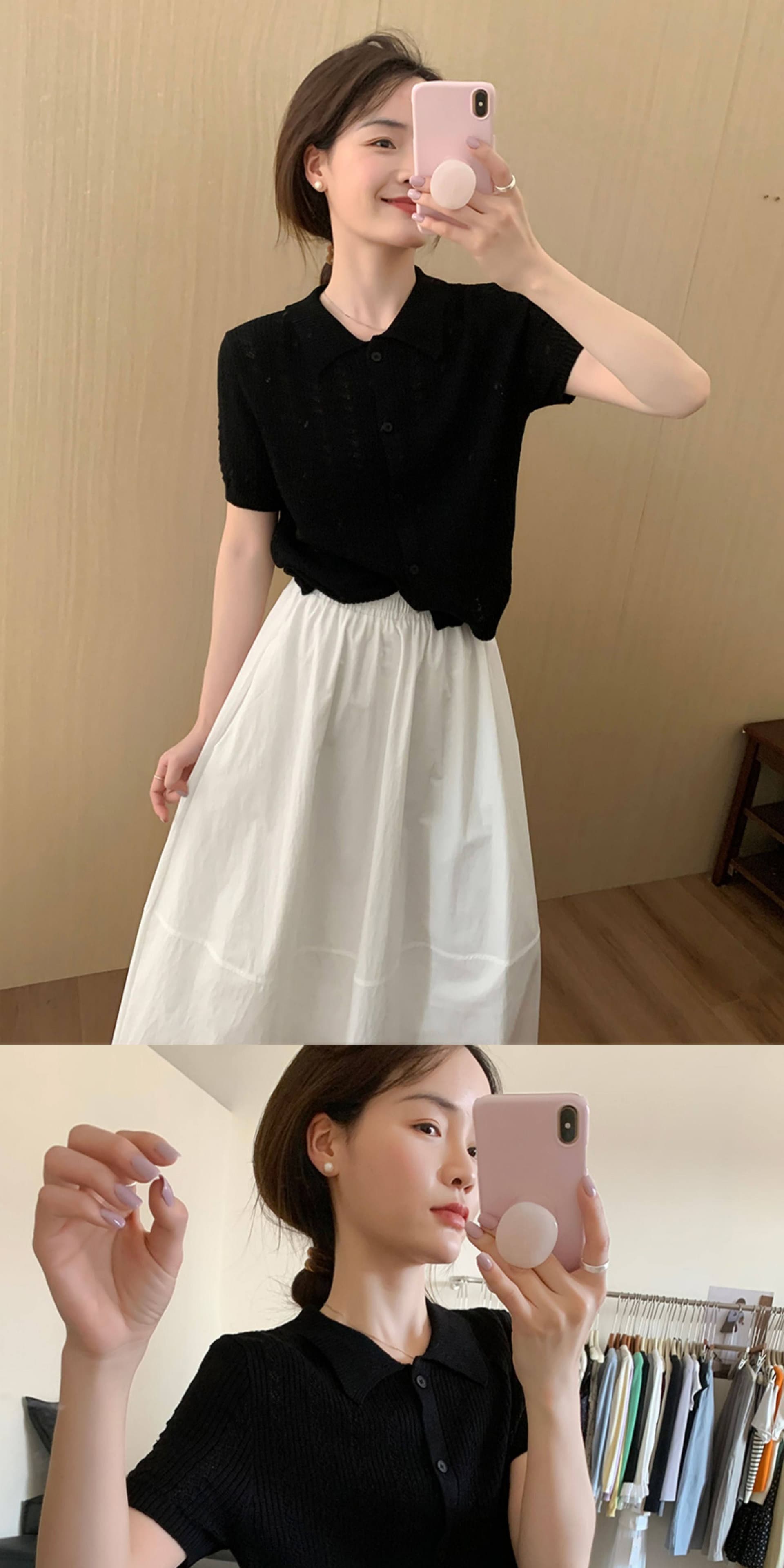 단색 POLO 칼라 마 재료 작은 셔츠 2026 여름 새로운 한국 스타일 다용도 슬림해 보이는 맨위 여성 상세 이미지 33