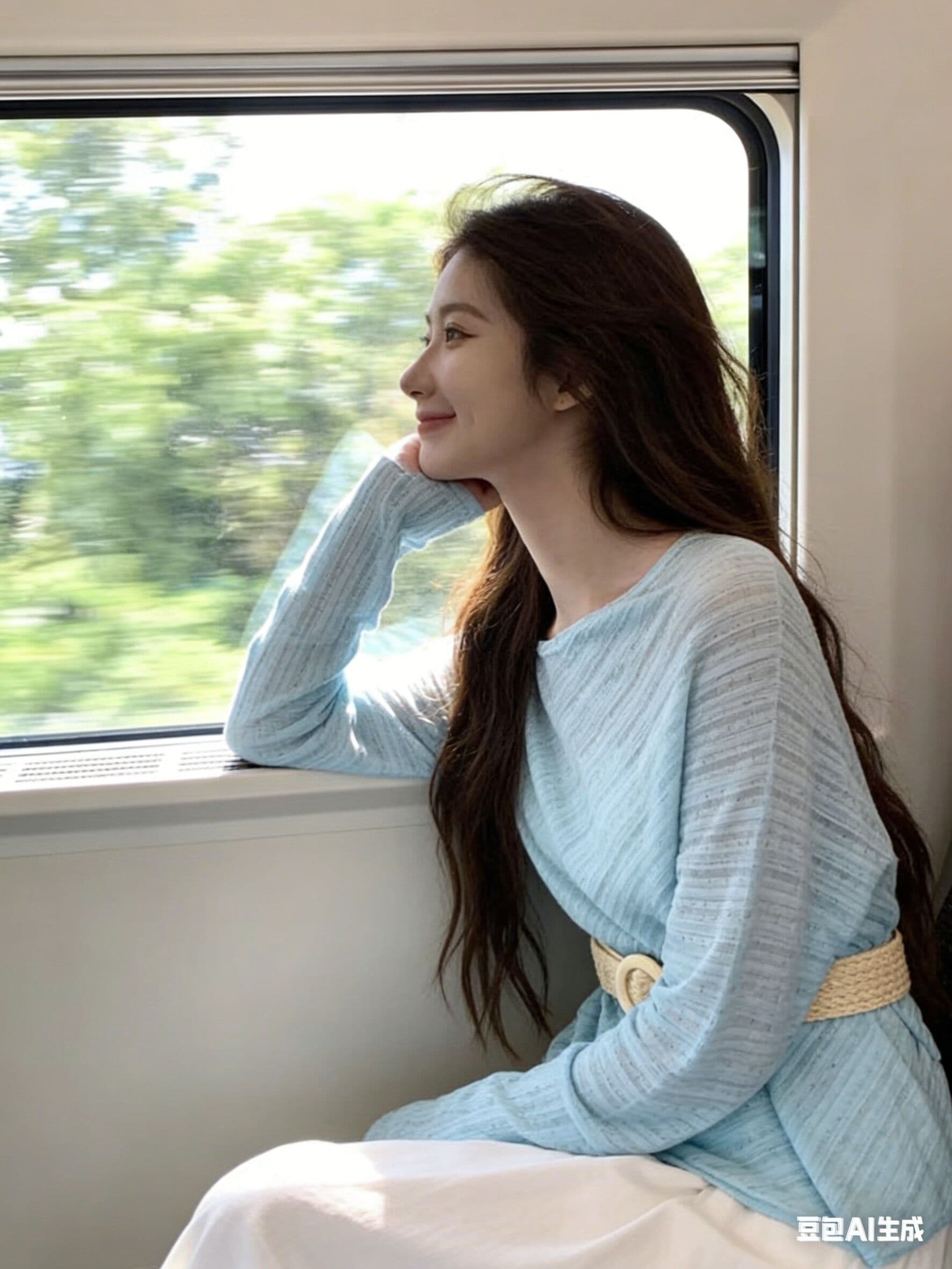 파란색 얇고 가벼운 통기성 홀로우 아웃 니트 스웨터 여성 여름 느긋한 바람 자외선 차단 블라우스 에어컨 셔츠 맨위 상세 이미지 5