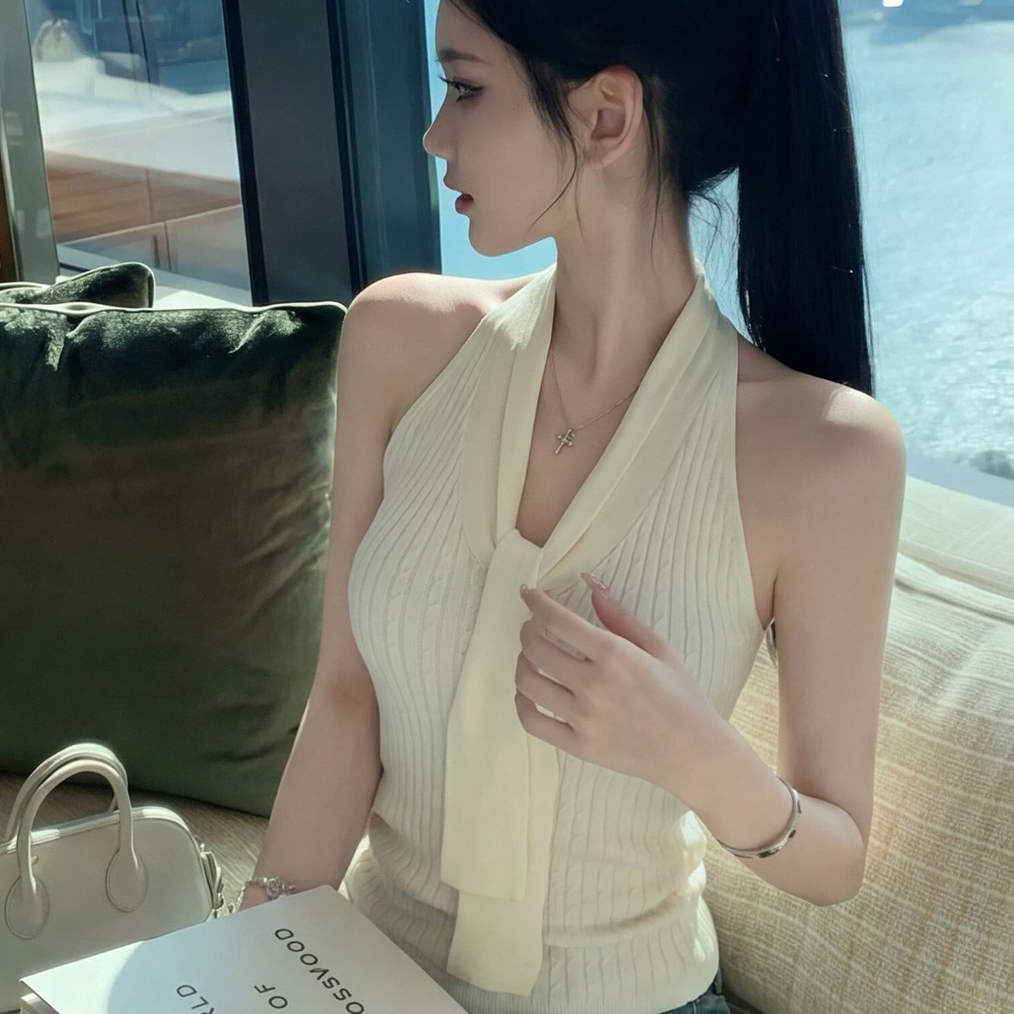 한 부서 아름다운 작은 슬링 맨위 여성 여름 새로운 디자인 센스 아름다운 핫걸 민소매 조끼 이미지 5