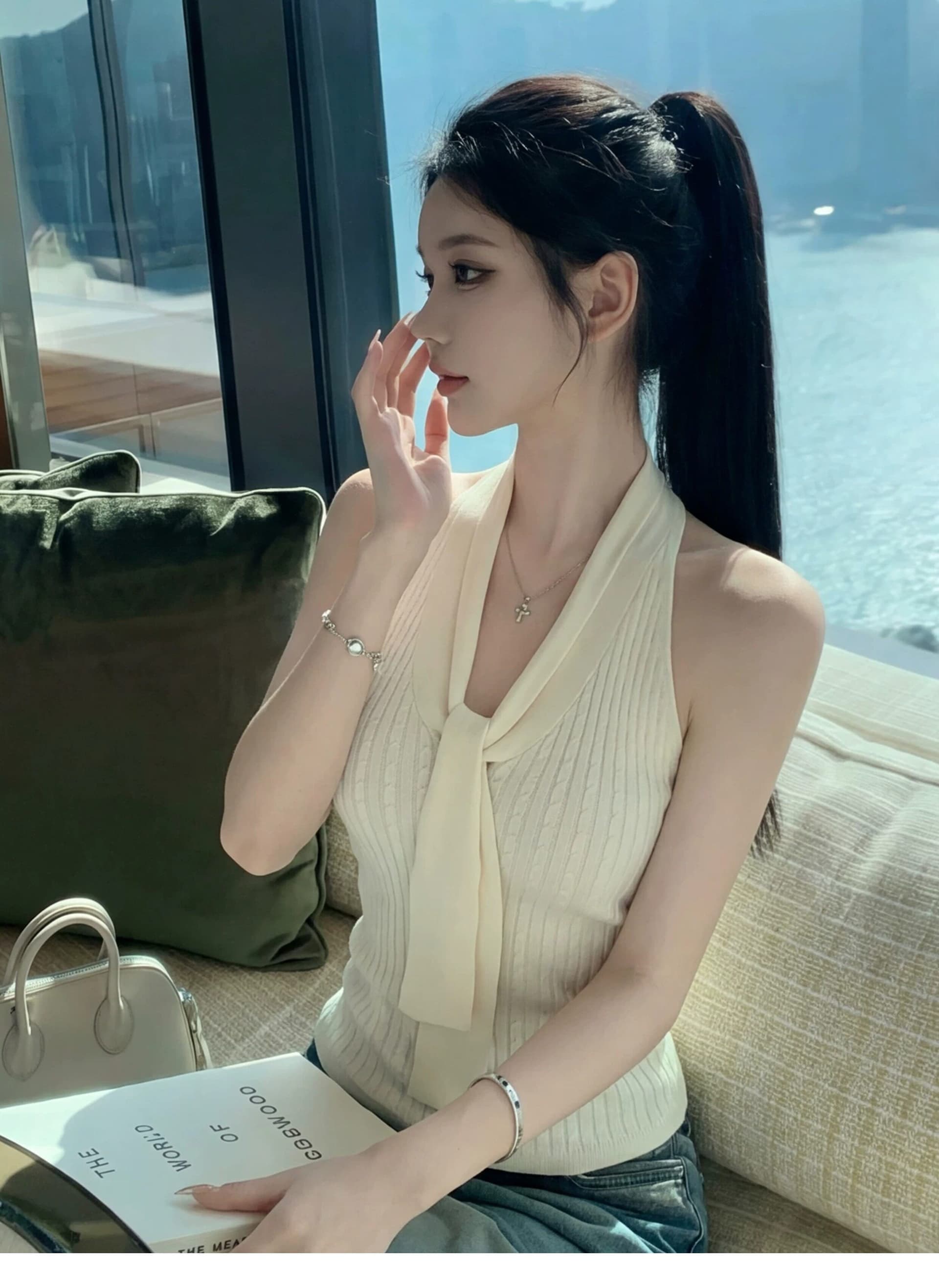 한 부서 아름다운 작은 슬링 맨위 여성 여름 새로운 디자인 센스 아름다운 핫걸 민소매 조끼 상세 이미지 4