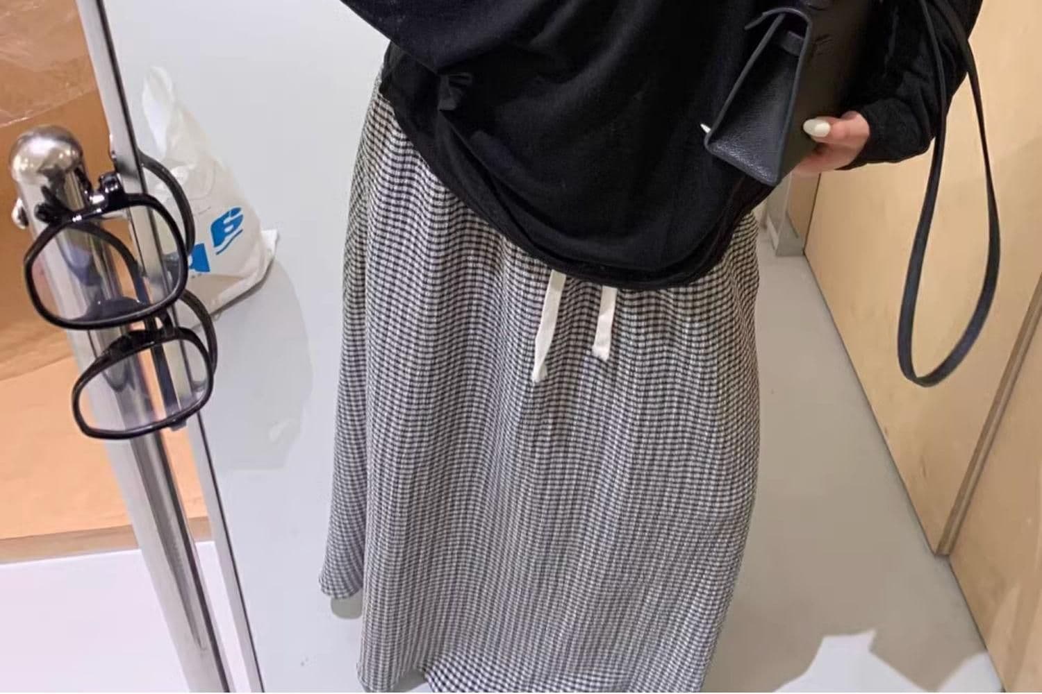 대나무 마디 리브 V넥 긴팔 자외선 차단 블라우스 외부 가져 가라. 셔츠 Tulle 맨위 상세 이미지 14